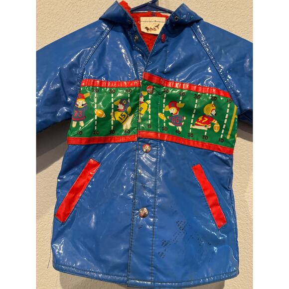 Vintage Kids Blue Rain‎ Jacket with Farm Print - Picture 7 of 8